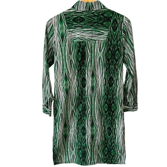 Derek Lam Design Nation Green Pattern Button Down Collared‎ Neckline Shirt Dress - Picture 2 of 6